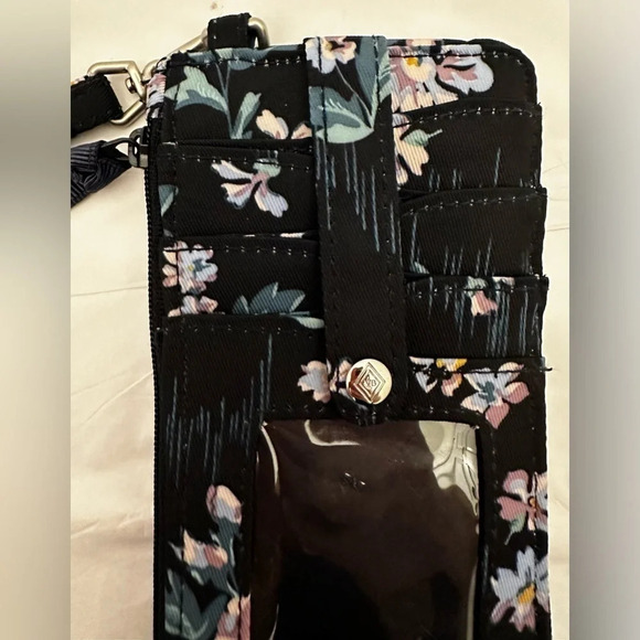 Vera Bradley Ultimate Card Case in Performance Twill Navy Garden - Picture 2 of 6